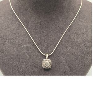 925 Sterling Silver Diamond Cluster Pendant Necklace – 5.1g